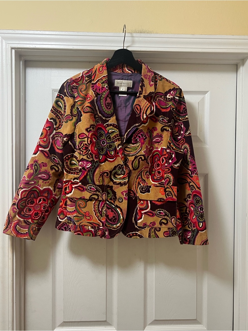Susan Bristol Multicolor Velvet Floral Blazer